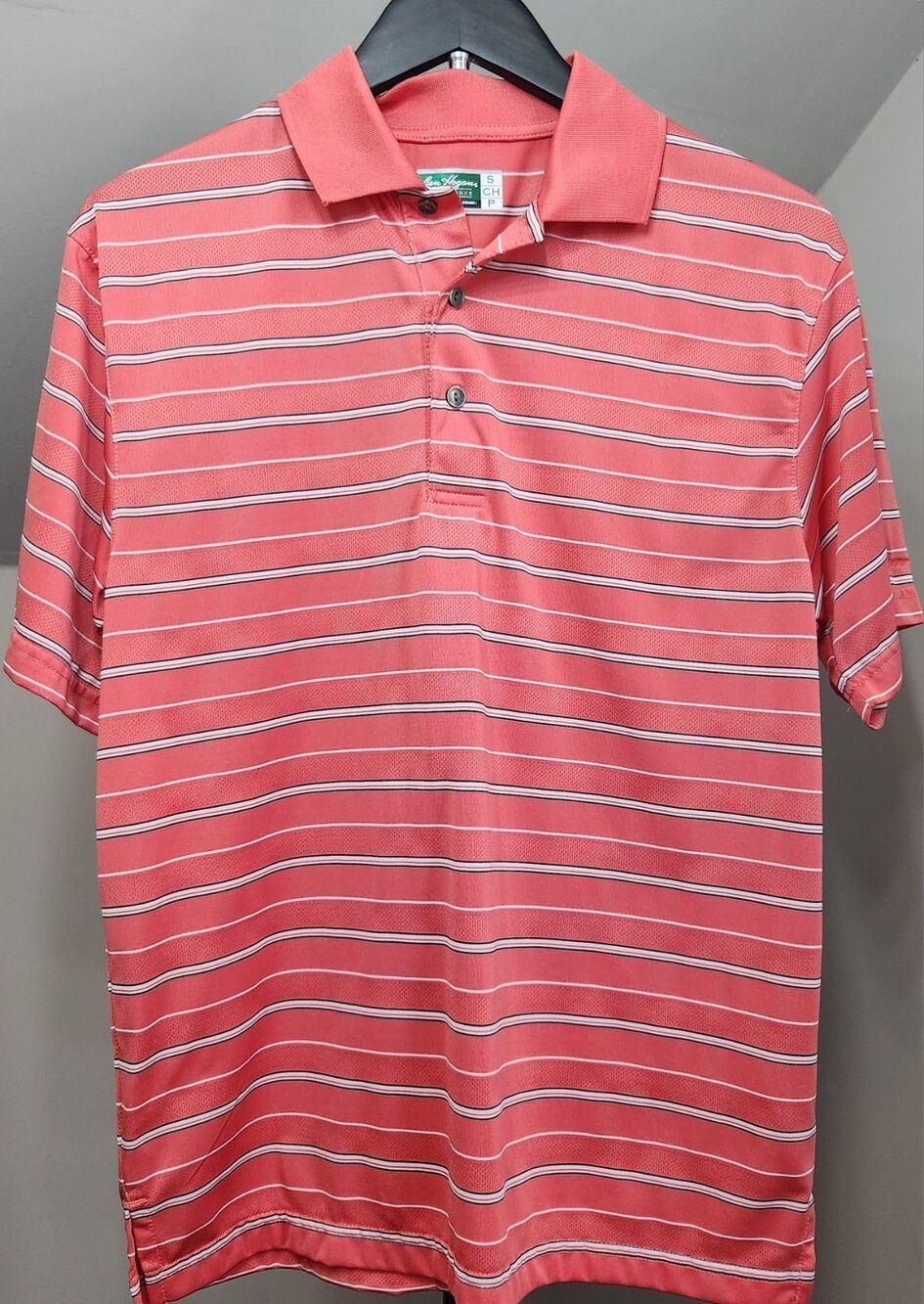 Ben Hogan Performance Golf Shirt Mens S Salmon Logo Collared Lightweight